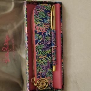 Lilly Pulitzer pen and zip pouch case in Borealis Blue How do you Like Me Prowl
